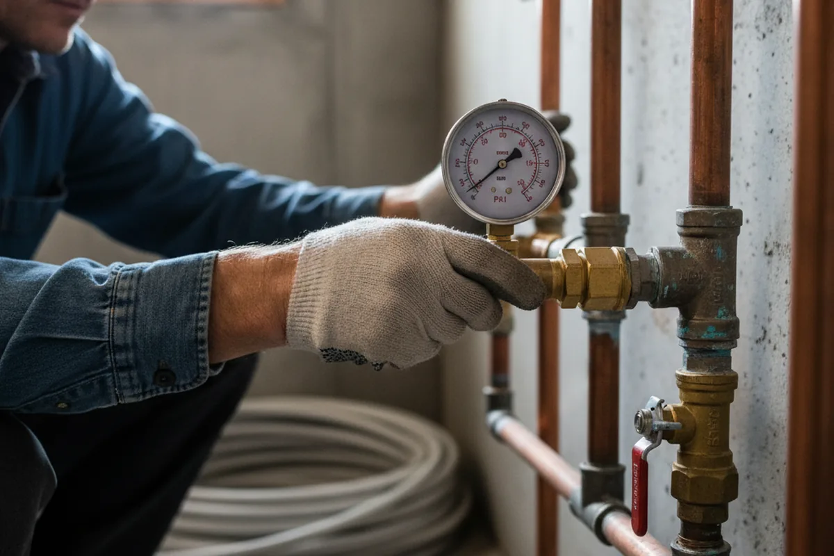 Pressure testing a repaired line during Water Line Repair in Belle Glade
